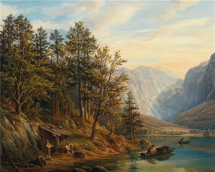 安东·希弗(Anton Schiffer)高清作品-Partie vor Hallstatt nach Obertraun im Salzkammergute