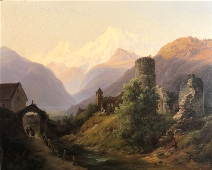 安东·希弗(Anton Schiffer)高清作品-城堡废墟的阿尔卑斯山景观