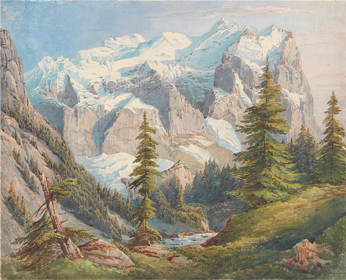 安东·希弗(Anton Schiffer)高清作品-Wetterhorn (mountain) with the grand Scheideck (mountain)