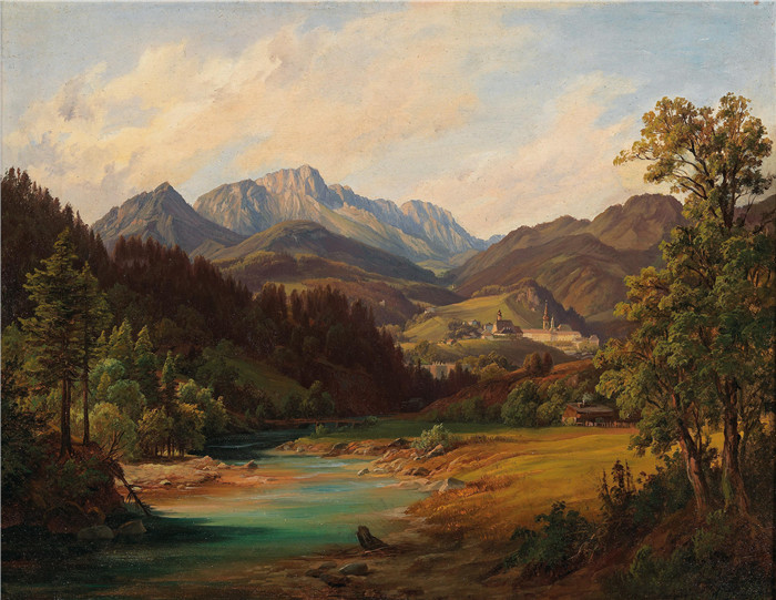 安东·希弗(Anton Schiffer)高清作品-修道院风景 1844年