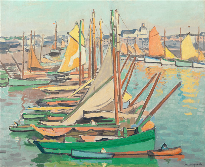 阿尔伯特·马奎特(Albert Marquet)高清作品-Le port des Sables-d'Olonne Oil on canvas