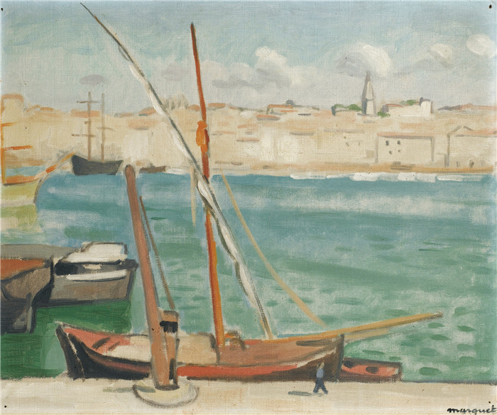 阿尔伯特·马奎特(Albert Marquet)高清作品-MARSEILLE, LE QUAI DE RIVE-NEUVE