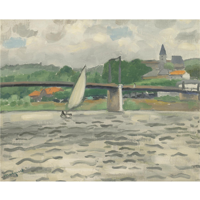 阿尔伯特·马奎特(Albert Marquet)高清作品-VOILE SUR LA SEINE À TRIEL