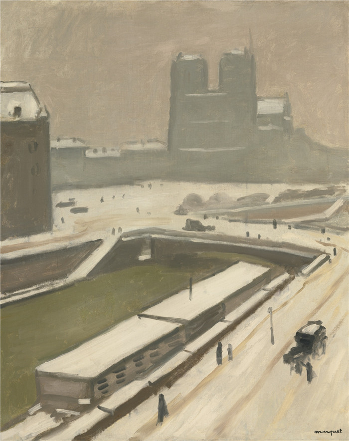 阿尔伯特·马奎特(Albert Marquet)高清作品-NOTRE-DAME DE PARIS SOUS LA NEIGE