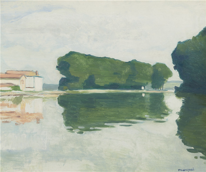 阿尔伯特·马奎特(Albert Marquet)高清作品-SAMOIS, L'ILE (LES PEUPLIERS)