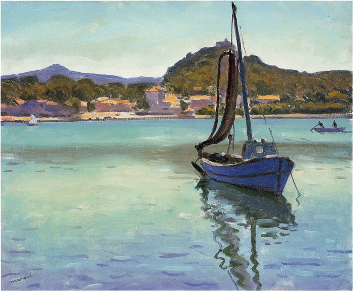 阿尔伯特·马奎特(Albert Marquet)高清作品-Porquerolles湾的小船