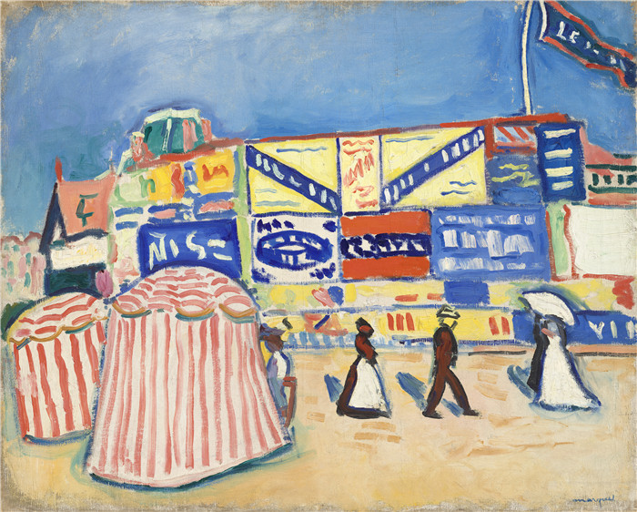 阿尔伯特·马奎特(Albert Marquet)高清作品-特鲁维尔海报,帆布油画,65.1 x 81.3厘米