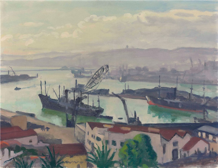 阿尔伯特·马奎特(Albert Marquet)高清作品-港口,遮蔽的太阳,1942年