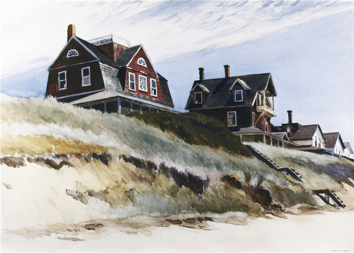 爱德华·霍珀（Edward Hopper）高清油画-一排别墅