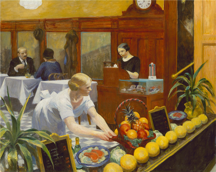 爱德华·霍珀（Edward Hopper）高清油画-女士餐桌
