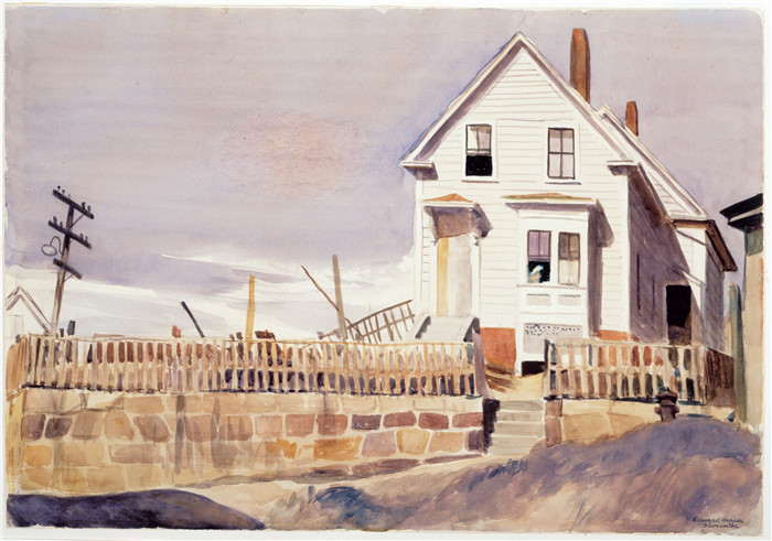 爱德华·霍珀（Edward Hopper）高清油画-水彩房子