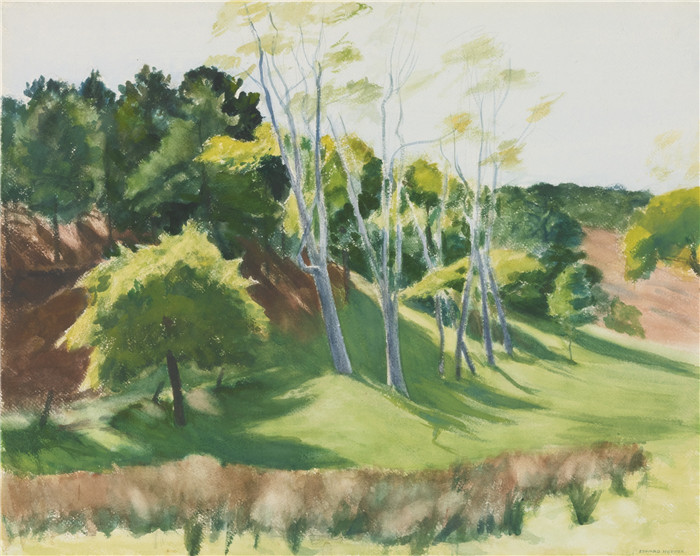 爱德华·霍珀（Edward Hopper）高清油画-树林