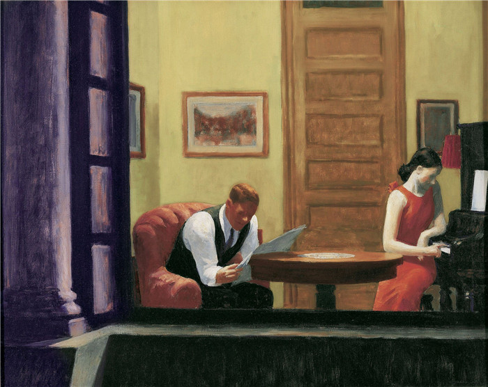 爱德华·霍珀（Edward Hopper）高清油画-房间在纽约