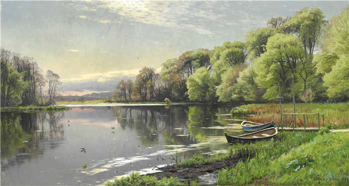 佩德·莫克·蒙森德(Peder Mork Monsted)高清作品-奥尔霍尔姆的莫尔大坝 1894年