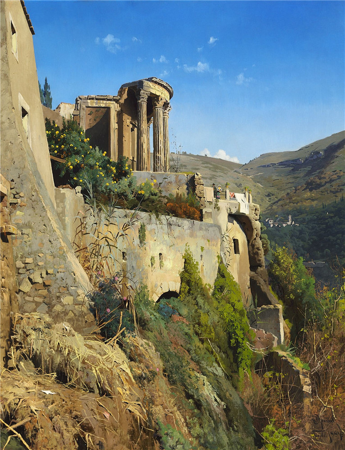 佩德·莫克·蒙森德(Peder Mork Monsted)高清作品-蒂沃利的西比尔神庙-1884
