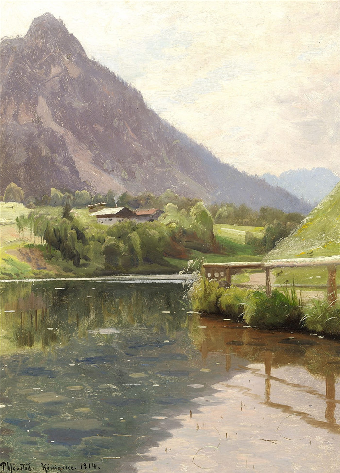 佩德·莫克·蒙森德(Peder Mork Monsted)高清作品-Grünstein ved Konigssee - 1914