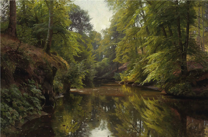 佩德·莫克·蒙森德(Peder Mork Monsted)高清作品-Wooded River景观