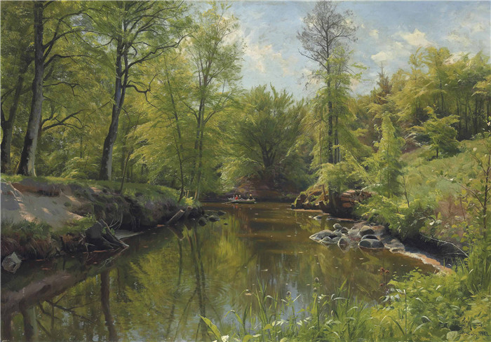 佩德·莫克·蒙森德(Peder Mork Monsted)高清作品-夏天，在河里划船