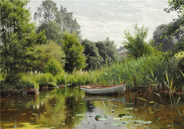 佩德·莫克·蒙森德(Peder Mork Monsted)高清作品-一片有路的林地 1903年