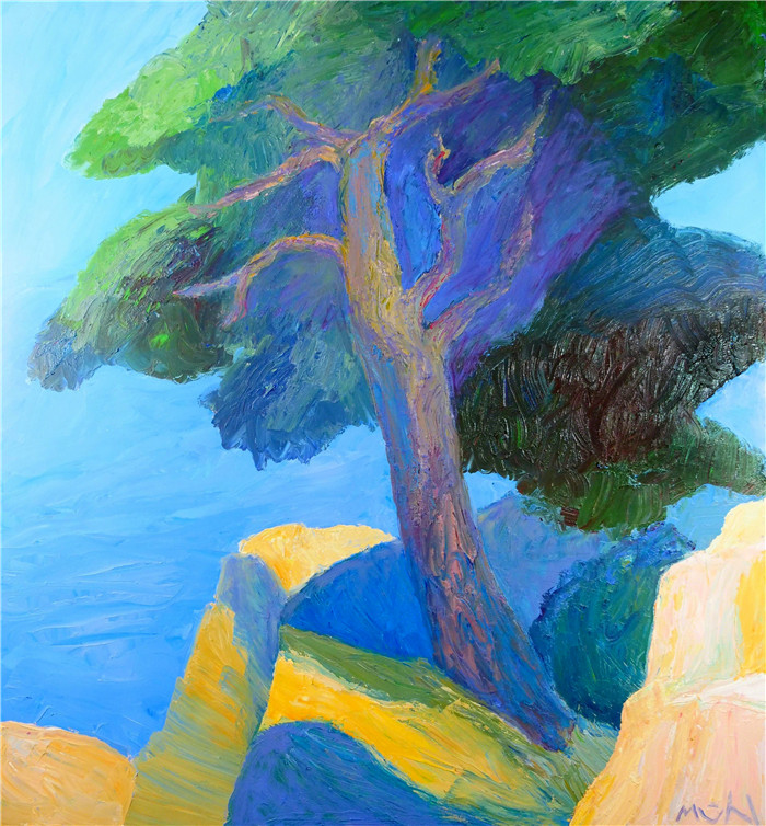 罗杰·穆尔(Roger mühl)高清油画作品-《大松树》，2003年