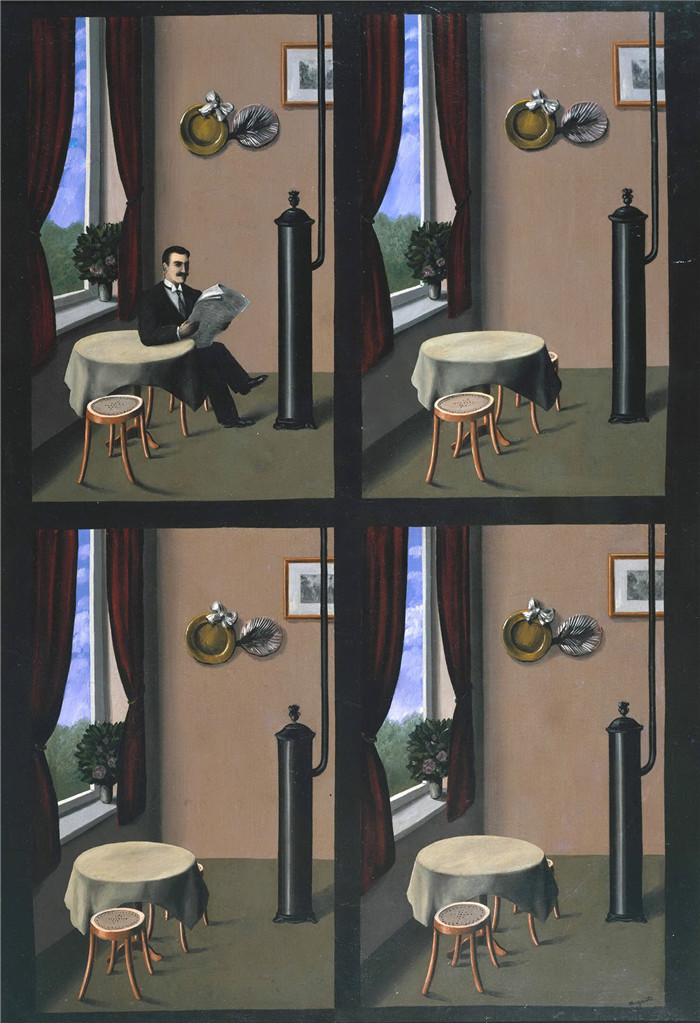 雷内·马格里特（René Magritte）高清作品-正在读报的男人