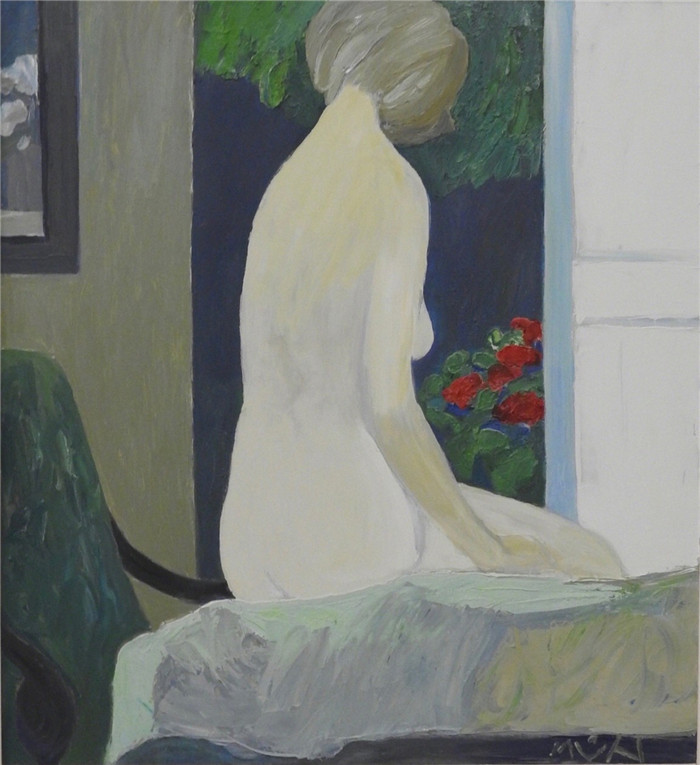 罗杰·穆尔(Roger mühl)高清油画作品-坐着的女人，1997年