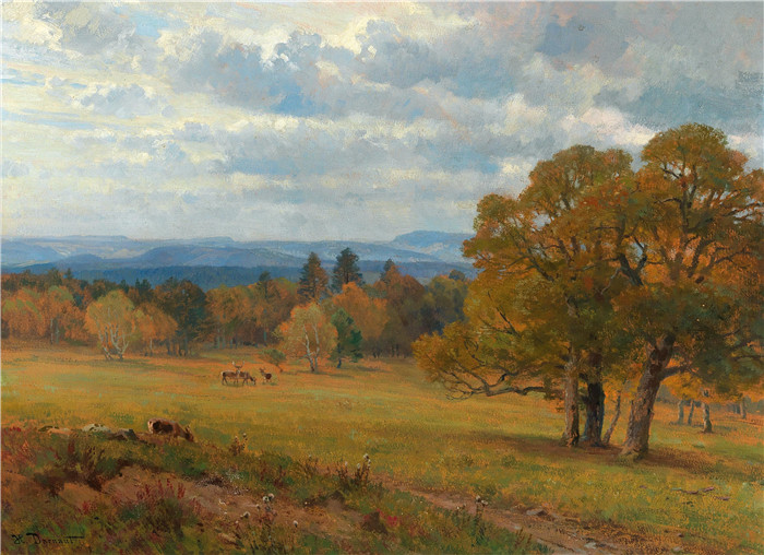 雨果·达诺(Hugo Darnaut)风景高清油画-瓦尔德温在默肯斯坦，1937年