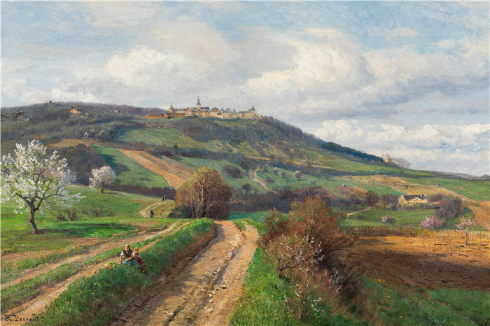 雨果·达诺(Hugo Darnaut)风景高清油画-从科本策尔到卡伦伯格的景色