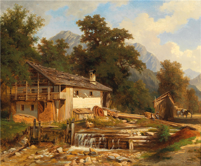 雨果·达诺(Hugo Darnaut)风景高清油画-蒂罗尔风景（1871）