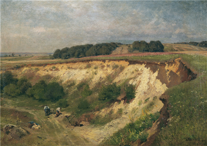 雨果·达诺(Hugo Darnaut)风景高清油画-沙坑，1900