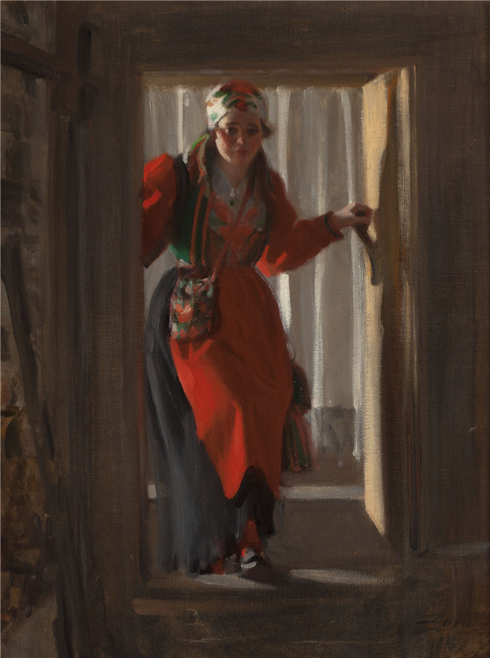 安德斯·佐恩(Anders Zorn)作品-The woman in the doorway