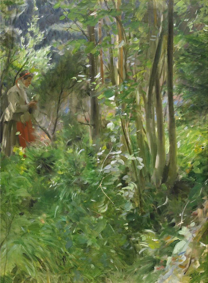 安德斯·佐恩（Anders Zorn）作品-森林里阳光明媚的一天