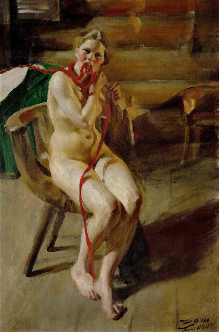 安德斯·佐恩（Anders Zorn）作品-裸体编发