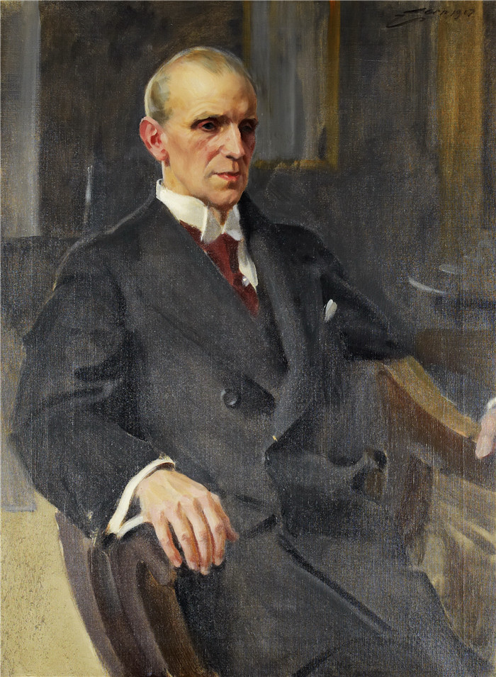 安德斯·佐恩(Anders Zorn)作品-Porträtt föreställande Eric Frisell