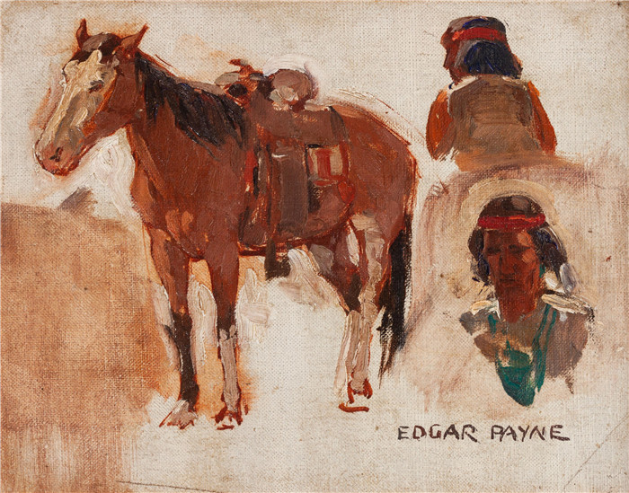 埃德加·佩恩（Edgar Payne）高清作品-印度人物研究