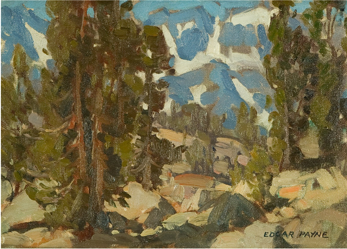 埃德加·佩恩（Edgar Payne）高清作品-大松峡谷，山脉