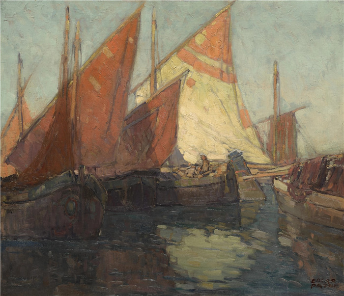 埃德加·佩恩（Edgar Payne）高清作品-亚得里亚海渔船