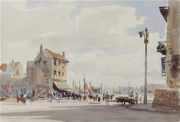 爱德华·西戈( Edward Seago)- The café maritime, 奥斯坦德