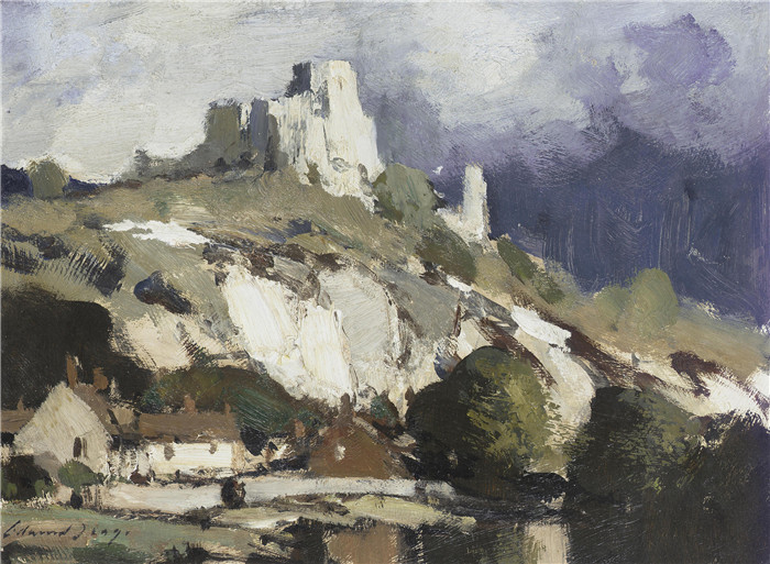 爱德华·西戈( Edward Seago)- Château gaillard, Petit Andely -- 法国