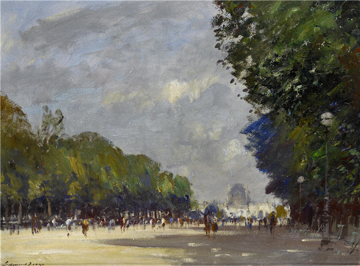 爱德华·西戈( Edward Seago)- The Promenade du Centre, 杜乐丽花园, 巴黎