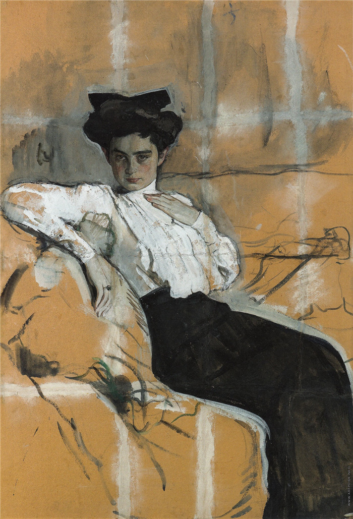 谢洛夫(Valentin Serov) 高清作品-G.L.Hirschman肖像，1904年