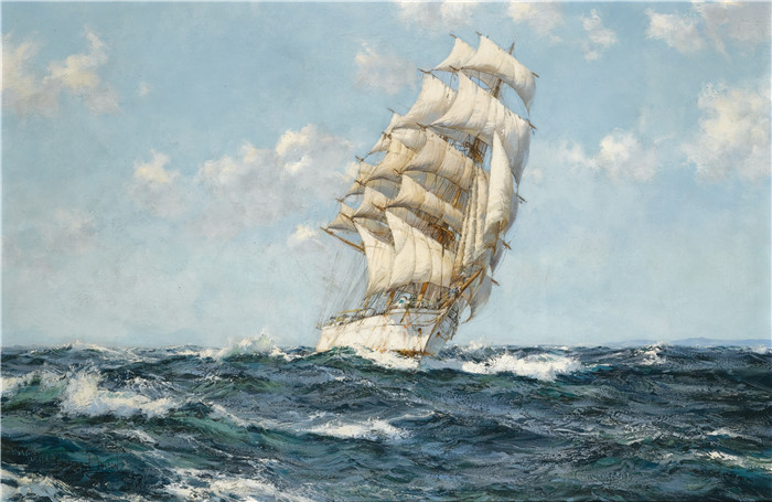 蒙塔古·道森（Montague Dawson）海洋画作品-fair wind dumbarton rock
