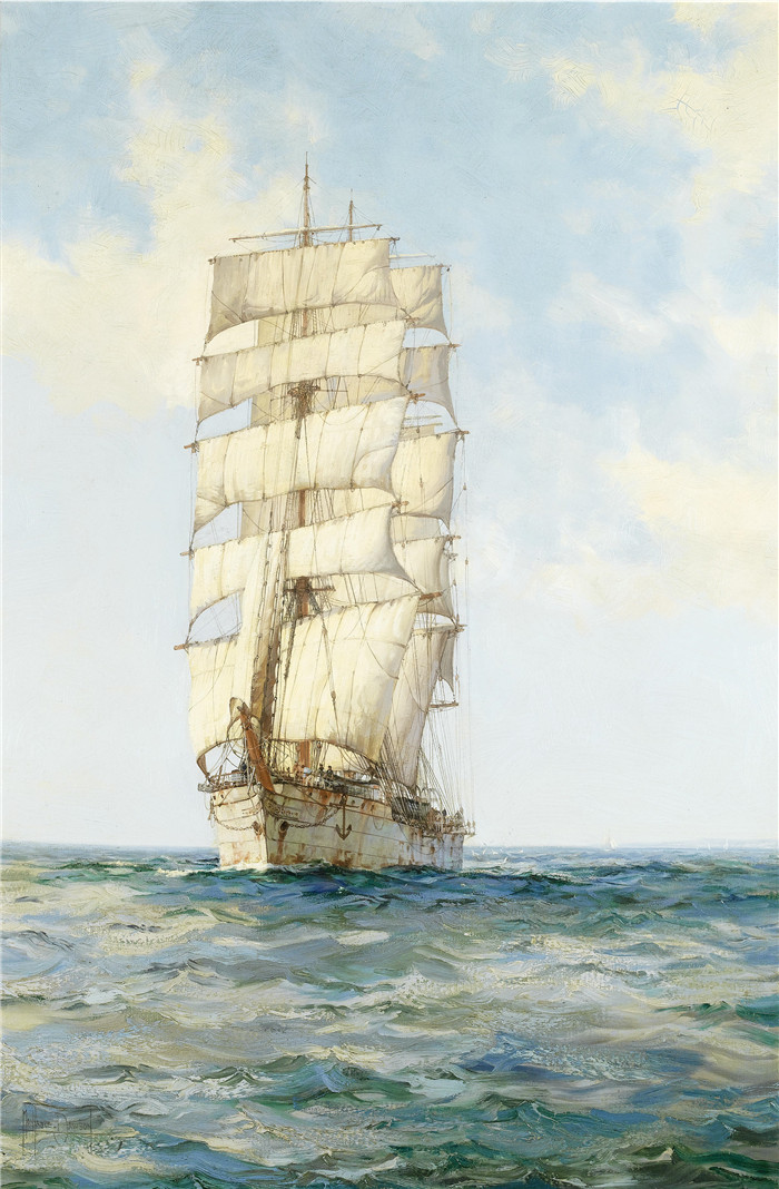 蒙塔古·道森（Montague Dawson）海洋画作品-海上航行