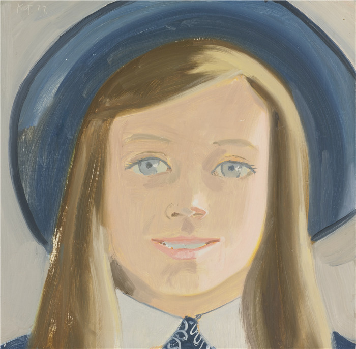 阿历克斯·卡茨(Alex Katz)作品-AMANDA WITH GREY BACKGROUND