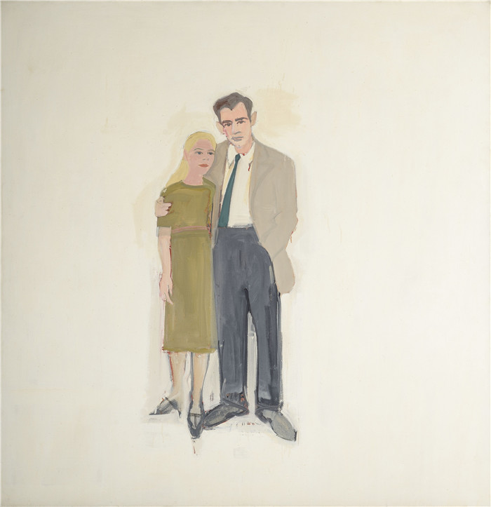 阿历克斯·卡茨(Alex Katz)作品-Irving and Lucy, 1958, oil on canvas, 60 x 60 in