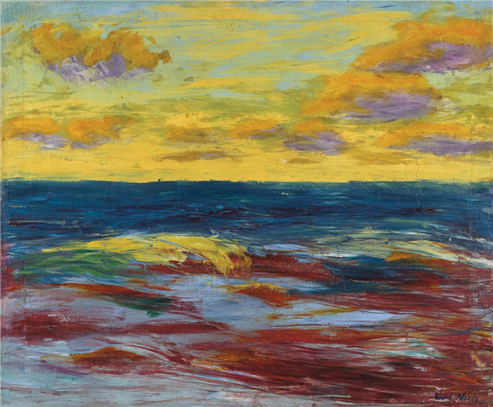 埃米尔·诺尔德（Emil Nolde）作品-《阿尔森岛附近的海面》