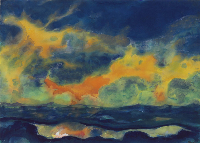 埃米尔·诺尔德（Emil Nolde）作品-《海边的风景》，1940年