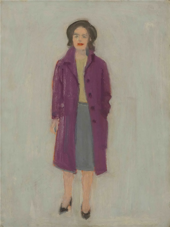 阿历克斯·卡茨(Alex Katz)作品-portrait of ada in a red coat