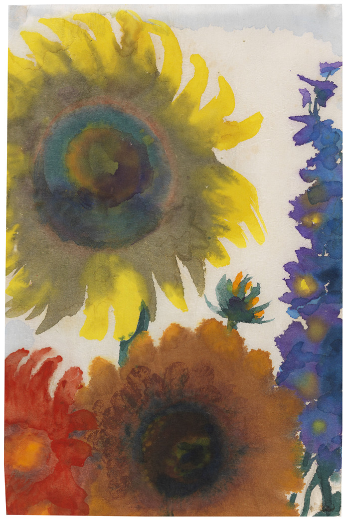 埃米尔·诺尔德（Emil Nolde）作品-向日葵和骑士马刺1935