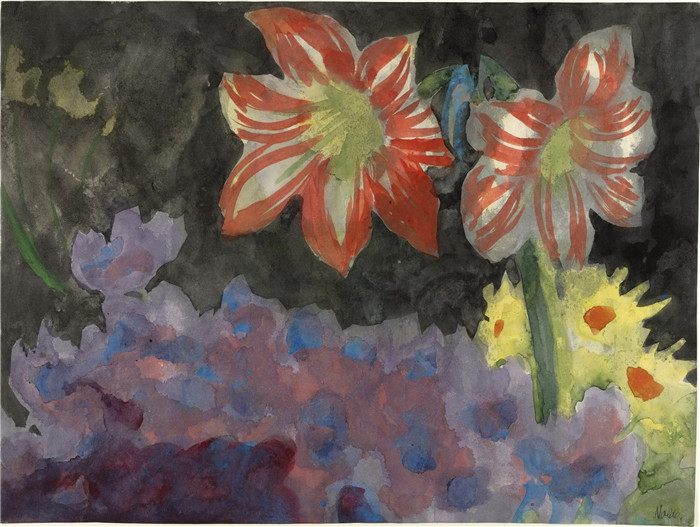 埃米尔·诺尔德（Emil Nolde）作品-石蒜和银莲花